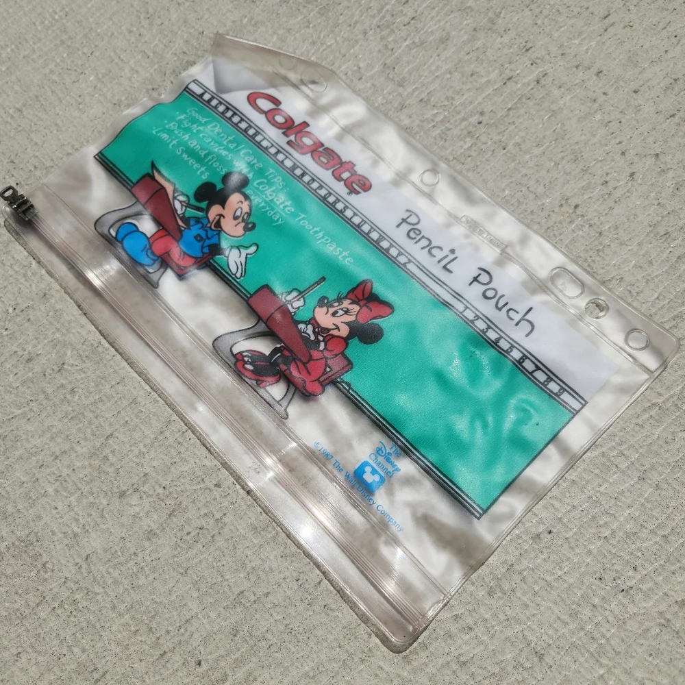 Vintage 1987 Disney × Colgate Mickey & Minnie Mouse Classroom Pencil Pouch